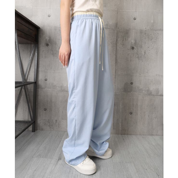 ハイウエストパンツ配色ウエスト 冷感タッチとろみパンツ 体型カバーストレートパン… | SUNSHINE CLOSET | 詳細画像23 