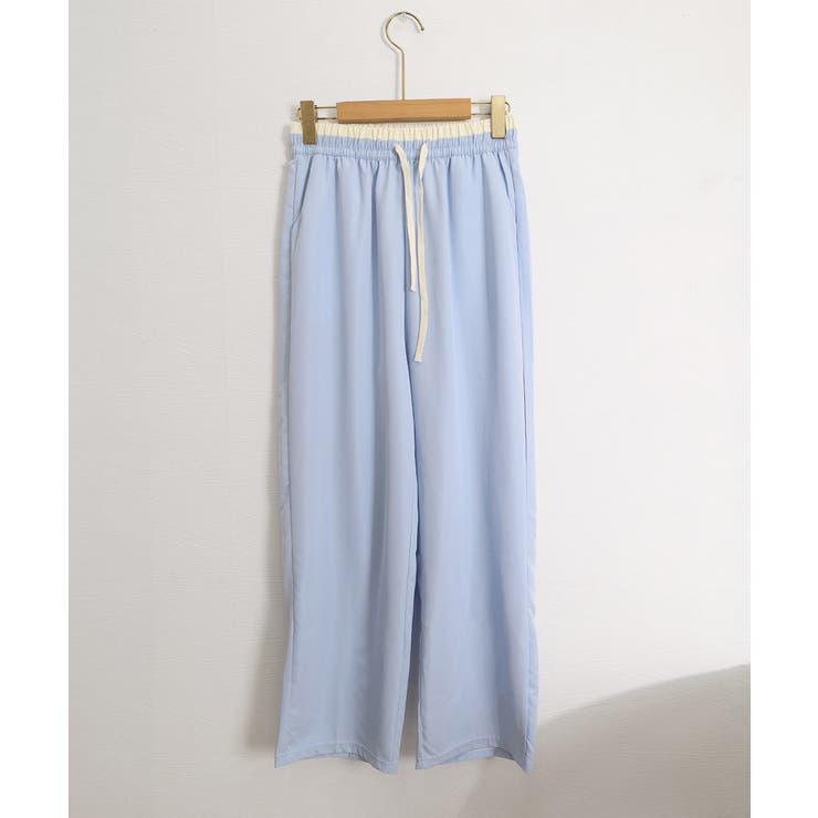ハイウエストパンツ配色ウエスト 冷感タッチとろみパンツ 体型カバーストレートパン… | SUNSHINE CLOSET | 詳細画像25 