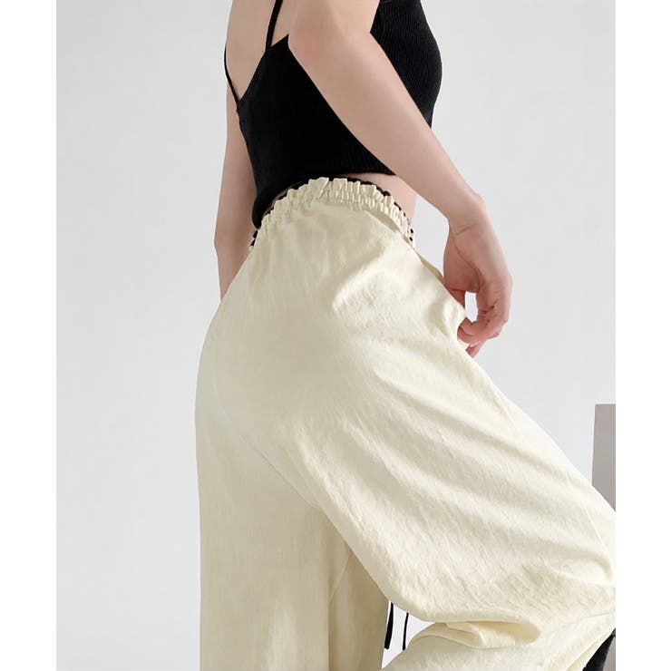 ハイウエストパンツ配色ウエスト 冷感タッチとろみパンツ 体型カバーストレートパン… | SUNSHINE CLOSET | 詳細画像4 
