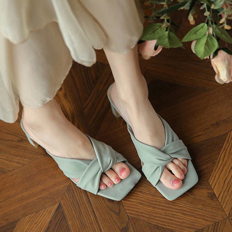 ミントグリーン | セットバックヒール サンダル レディース | SUNSHINE CLOSET