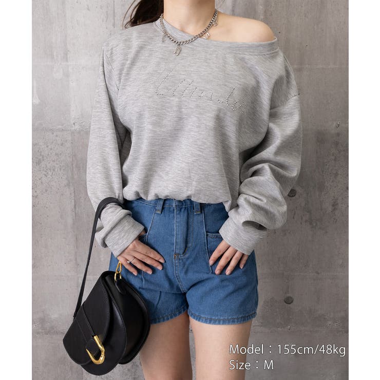 ワンショルトレーナーレディース 韓国風長袖プルオーバー 大人可愛い着やせトップス | SUNSHINE CLOSET | 詳細画像14 