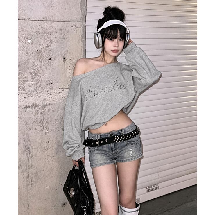 ワンショルトレーナーレディース 韓国風長袖プルオーバー 大人可愛い着やせトップス | SUNSHINE CLOSET | 詳細画像5 