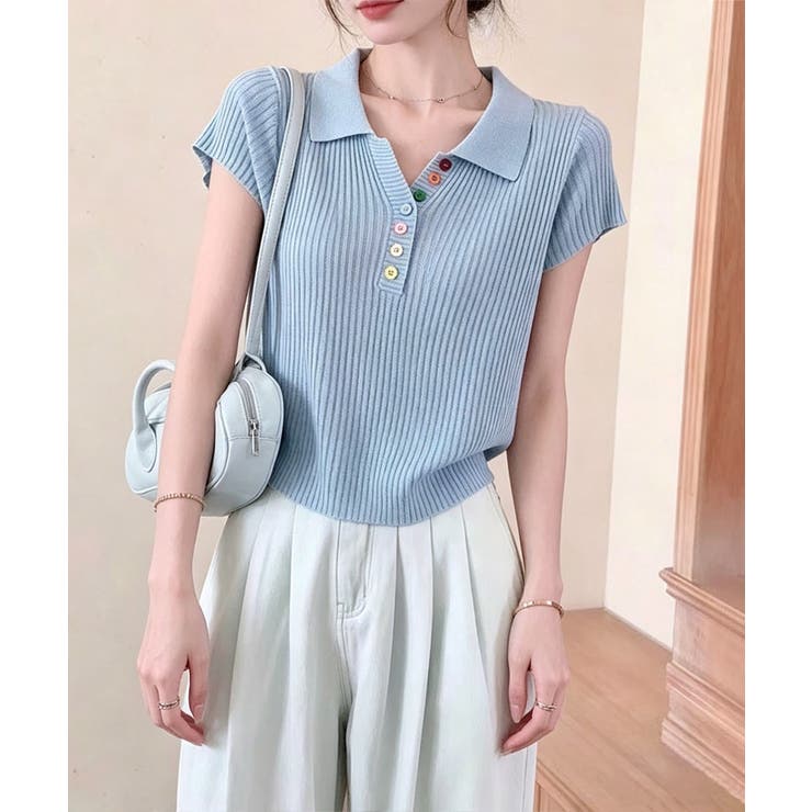 襟付きサマーニットレディース 春夏トップス新作 大人可愛い | SUNSHINE CLOSET | 詳細画像2 