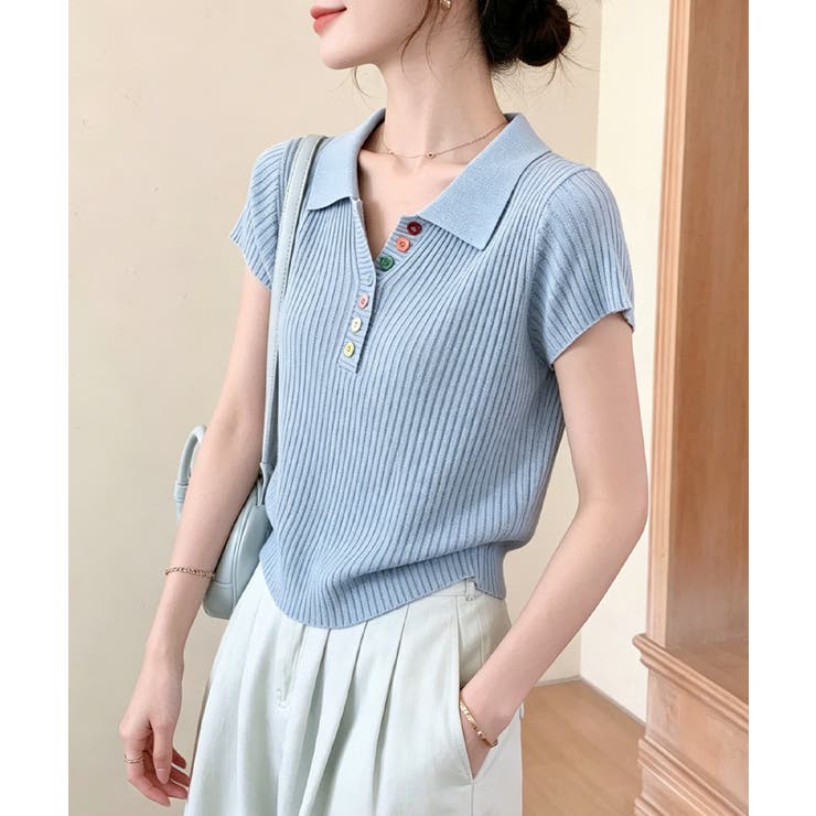 襟付きサマーニットレディース 春夏トップス新作 大人可愛い | SUNSHINE CLOSET | 詳細画像3 