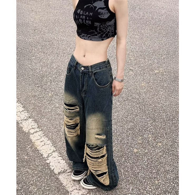 ダメージバギーデニムパンツヴィンテージ風 | SUNSHINE CLOSET | 詳細画像15 