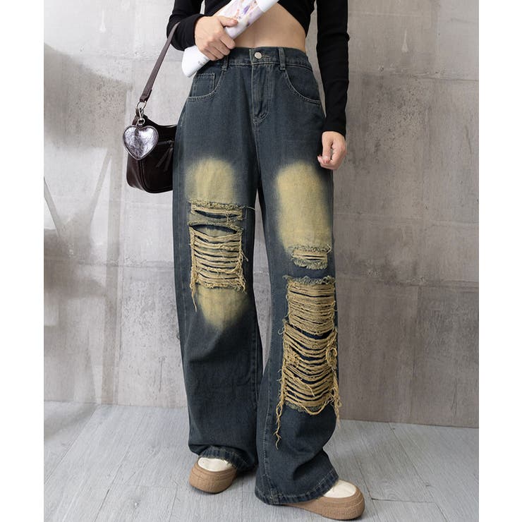 ダメージバギーデニムパンツヴィンテージ風 | SUNSHINE CLOSET | 詳細画像19 