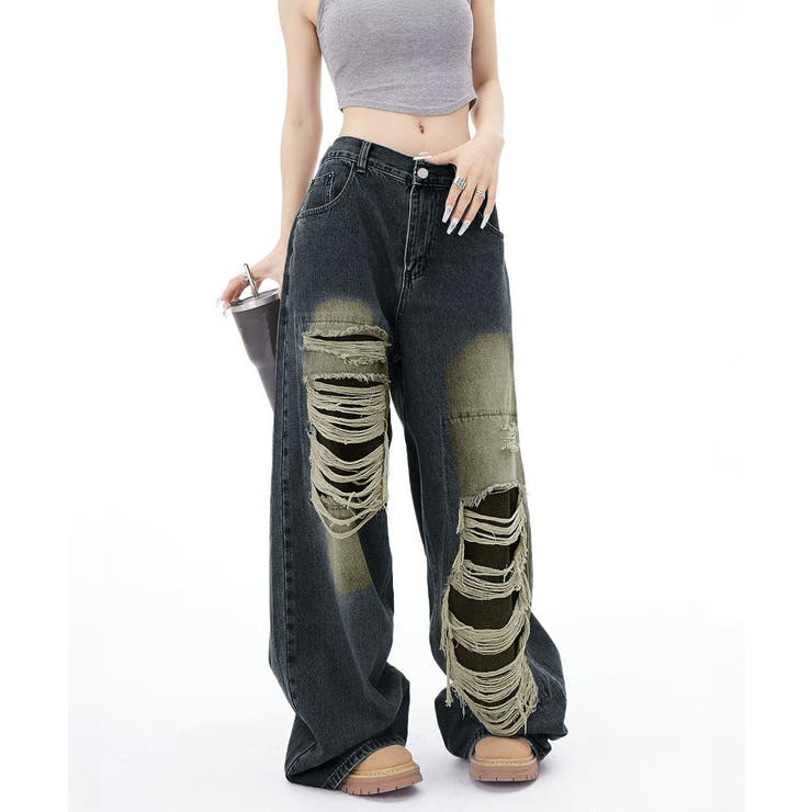 ダメージバギーデニムパンツヴィンテージ風 | SUNSHINE CLOSET | 詳細画像5 