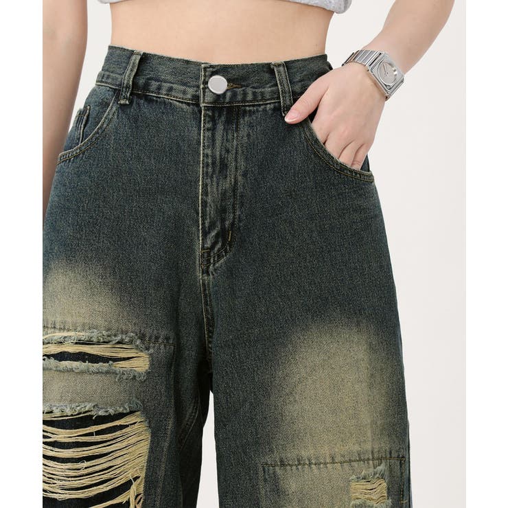 ダメージバギーデニムパンツヴィンテージ風 | SUNSHINE CLOSET | 詳細画像8 