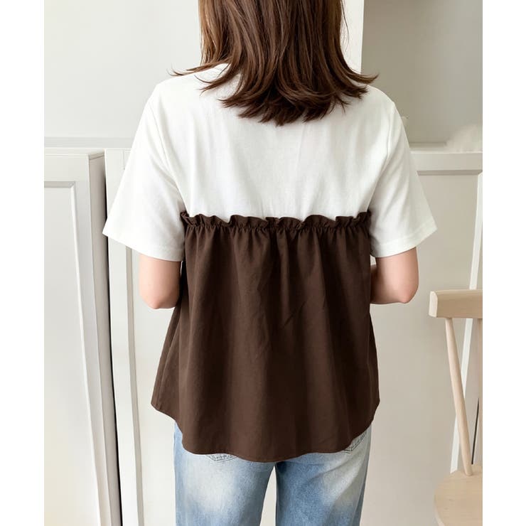 異素材切り替えトップスレディース ビスチェレイヤード風Tシャツ ペプラムトップス… | SUNSHINE CLOSET | 詳細画像13 
