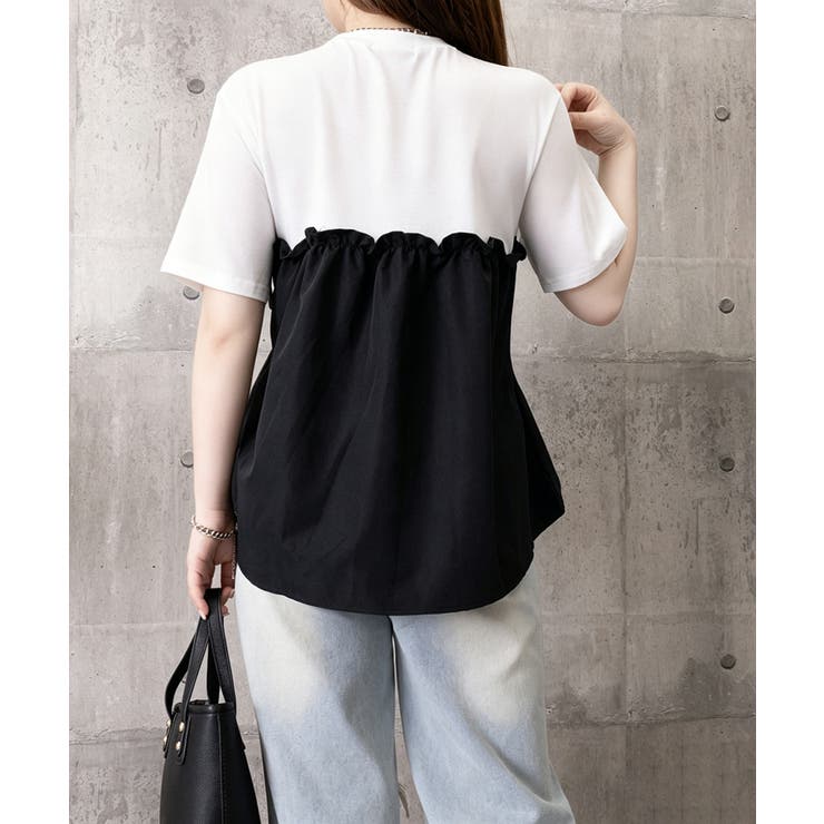 異素材切り替えトップスレディース ビスチェレイヤード風Tシャツ ペプラムトップス… | SUNSHINE CLOSET | 詳細画像16 