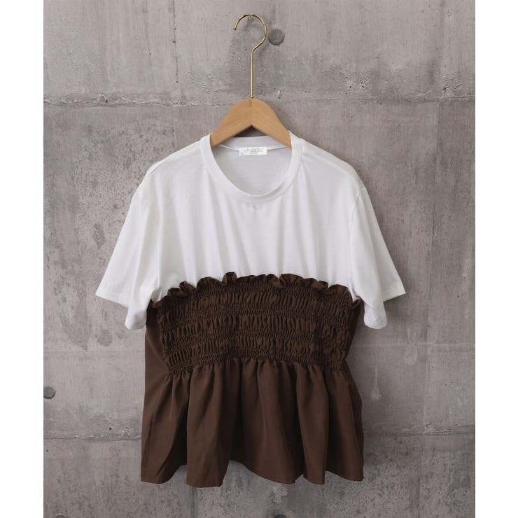 異素材切り替えトップスレディース ビスチェレイヤード風Tシャツ ペプラムトップス… | SUNSHINE CLOSET | 詳細画像17 
