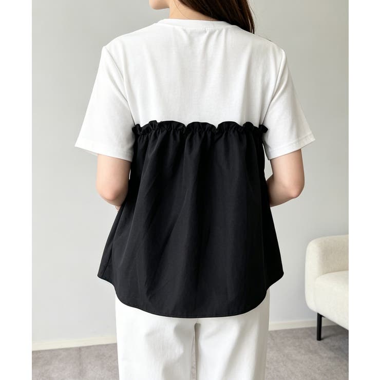 異素材切り替えトップスレディース ビスチェレイヤード風Tシャツ ペプラムトップス… | SUNSHINE CLOSET | 詳細画像4 