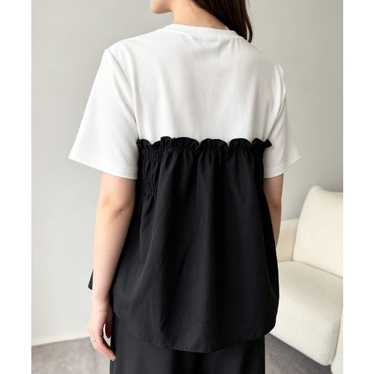 異素材切り替えトップスレディース ビスチェレイヤード風Tシャツ ペプラムトップス… | SUNSHINE CLOSET | 詳細画像7 