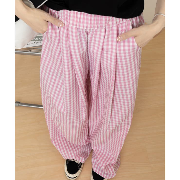 チェック柄ワイドパンツ ハイウエスト薄手 | SUNSHINE CLOSET | 詳細画像20 