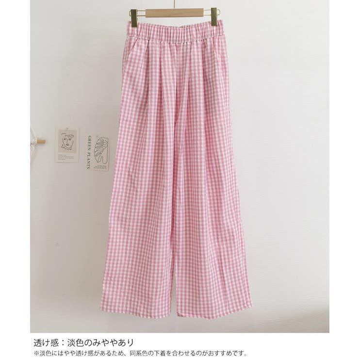 チェック柄ワイドパンツ ハイウエスト薄手 | SUNSHINE CLOSET | 詳細画像30 
