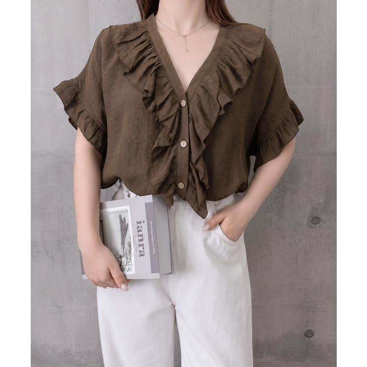 レディース 大人可愛いスキッパーシャツゆったり リネン風ブラウスナチュラル | SUNSHINE CLOSET | 詳細画像25 