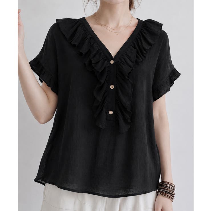 レディース 大人可愛いスキッパーシャツゆったり リネン風ブラウスナチュラル | SUNSHINE CLOSET | 詳細画像5 