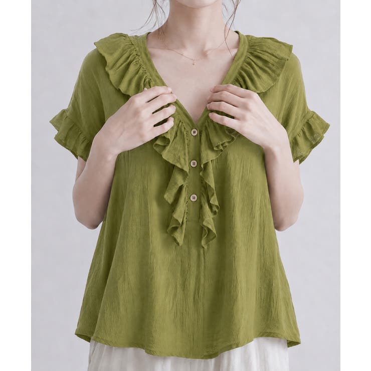 レディース 大人可愛いスキッパーシャツゆったり リネン風ブラウスナチュラル | SUNSHINE CLOSET | 詳細画像9 