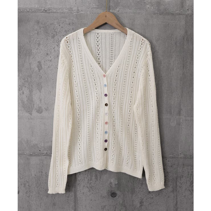 レディース カラーボタンパンチングニットカーデ 大人可愛いサマーニット羽織りきれ… | SUNSHINE CLOSET | 詳細画像18 