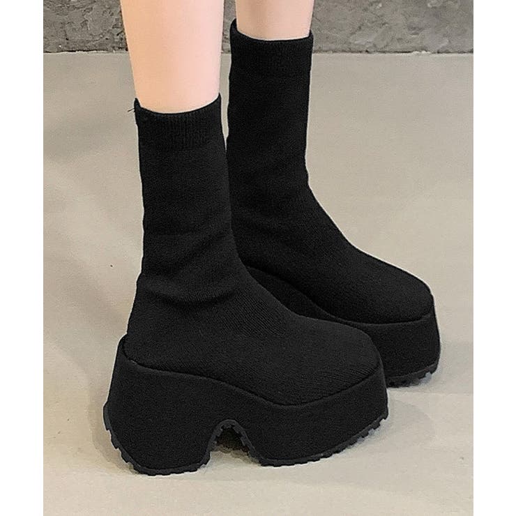 ボリュームソールショートブーツ美脚脚長 厚底ブーツミドル丈レディースプラットフォ… | SUNSHINE CLOSET | 詳細画像11 