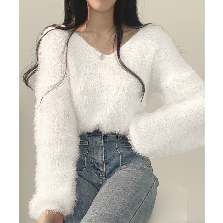 モヘア調ニット Vネックシャギートップス | SUNSHINE CLOSET | 詳細画像10 