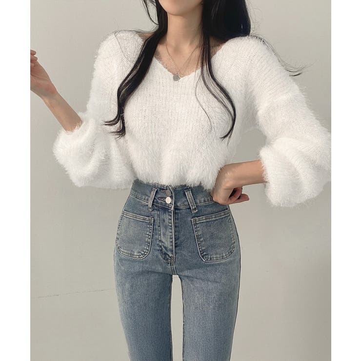 モヘア調ニット Vネックシャギートップス | SUNSHINE CLOSET | 詳細画像11 