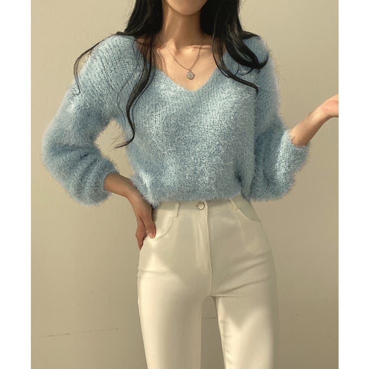モヘア調ニット Vネックシャギートップス | SUNSHINE CLOSET | 詳細画像14 