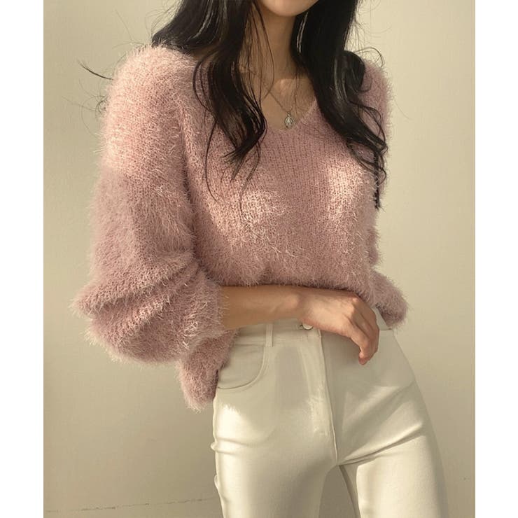 モヘア調ニット Vネックシャギートップス | SUNSHINE CLOSET | 詳細画像19 