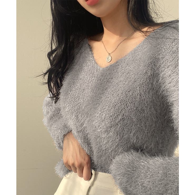 モヘア調ニット Vネックシャギートップス | SUNSHINE CLOSET | 詳細画像3 