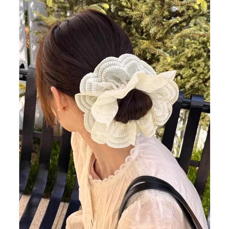 ボリュームレースシュシュ 韓国風ヘアゴム | SUNSHINE CLOSET | 詳細画像1 