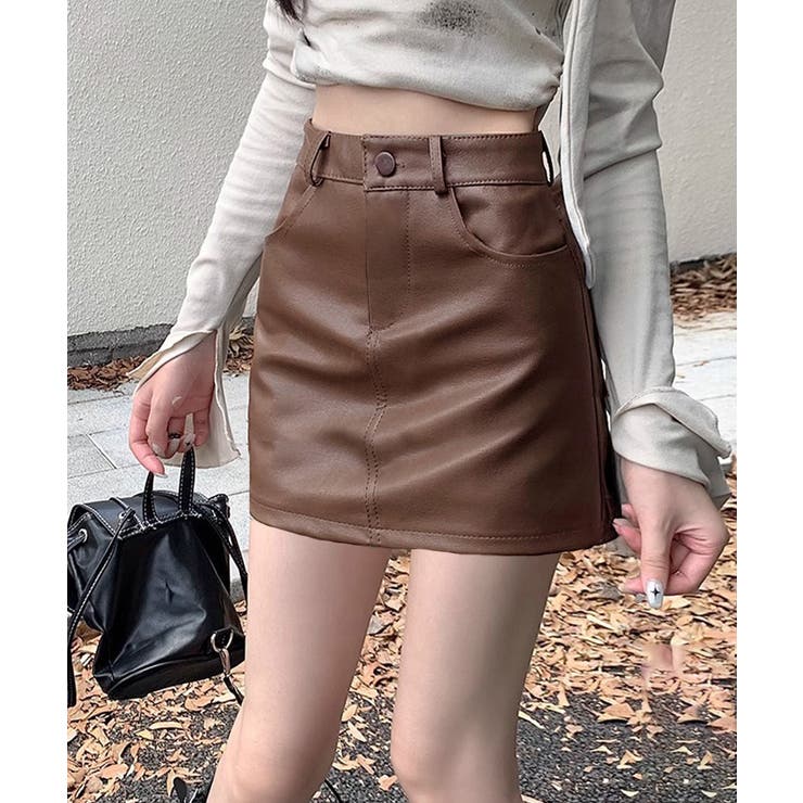 PUレザーミニスカートハイウエスト韓国風 | SUNSHINE CLOSET | 詳細画像1 