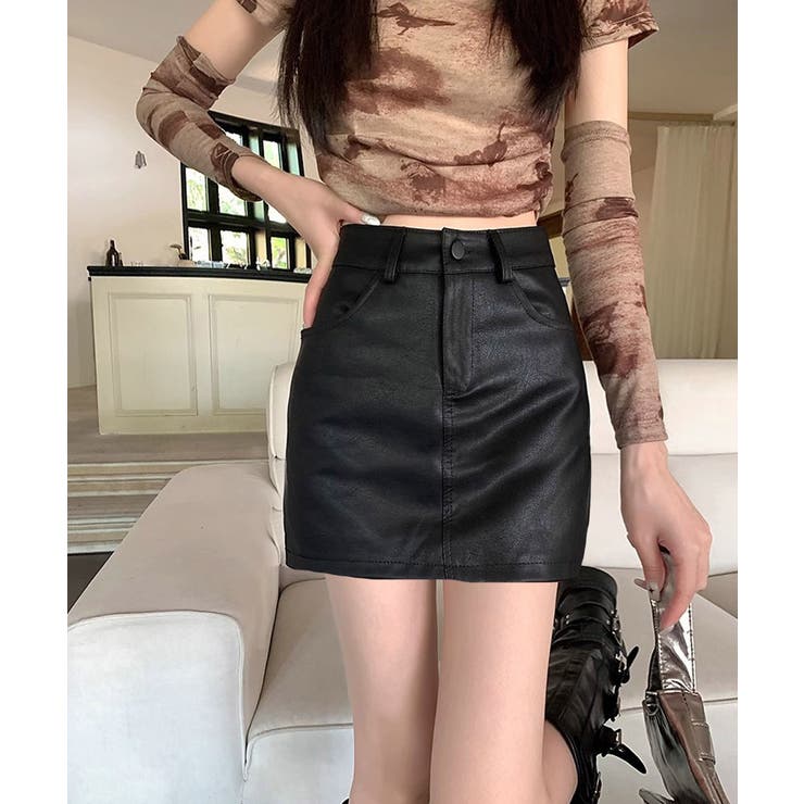 PUレザーミニスカートハイウエスト韓国風 | SUNSHINE CLOSET | 詳細画像10 