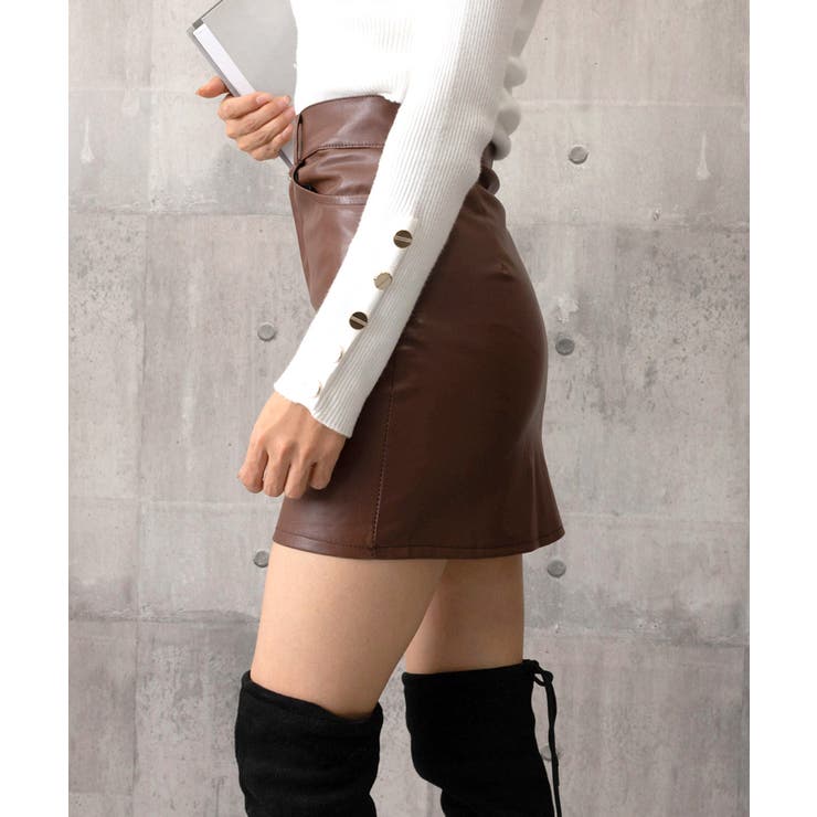 PUレザーミニスカートハイウエスト韓国風 | SUNSHINE CLOSET | 詳細画像14 