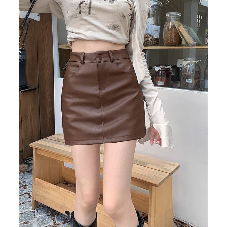PUレザーミニスカートハイウエスト韓国風 | SUNSHINE CLOSET | 詳細画像2 
