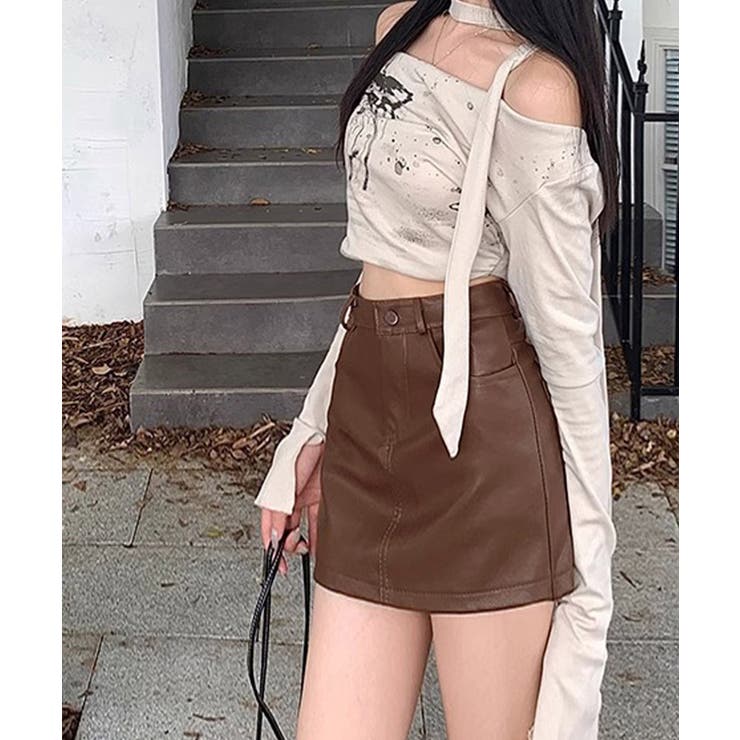 PUレザーミニスカートハイウエスト韓国風 | SUNSHINE CLOSET | 詳細画像3 