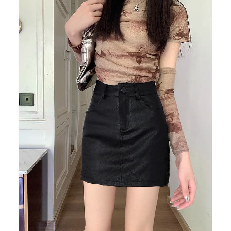 PUレザーミニスカートハイウエスト韓国風 | SUNSHINE CLOSET | 詳細画像5 