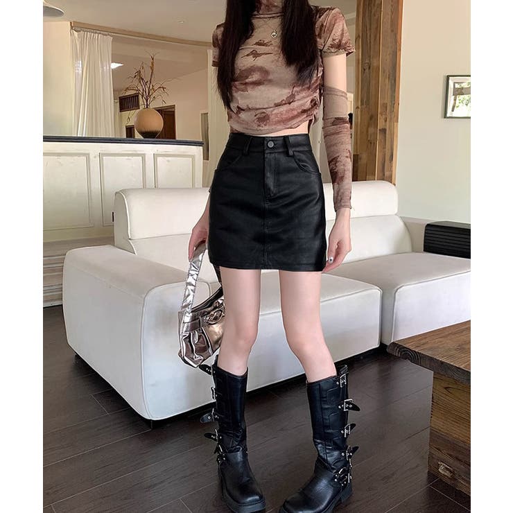 PUレザーミニスカートハイウエスト韓国風 | SUNSHINE CLOSET | 詳細画像7 