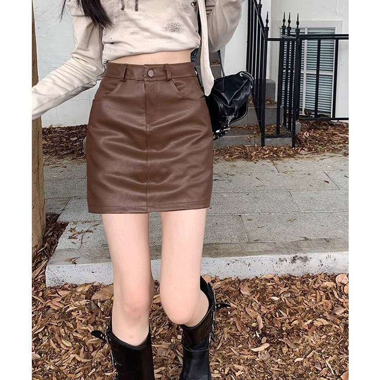 PUレザーミニスカートハイウエスト韓国風 | SUNSHINE CLOSET | 詳細画像8 