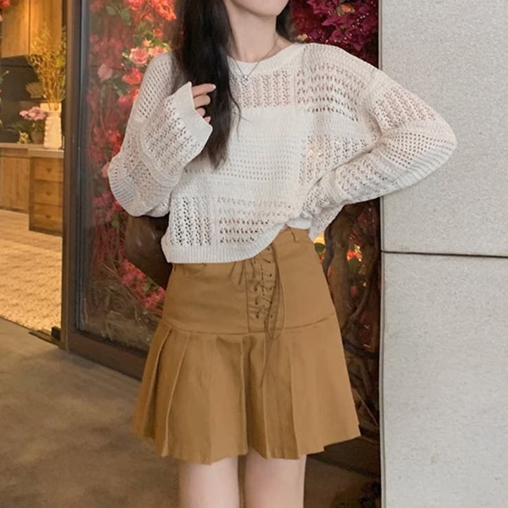 透かし編みニットトップス レディース長袖 | SUNSHINE CLOSET | 詳細画像8 