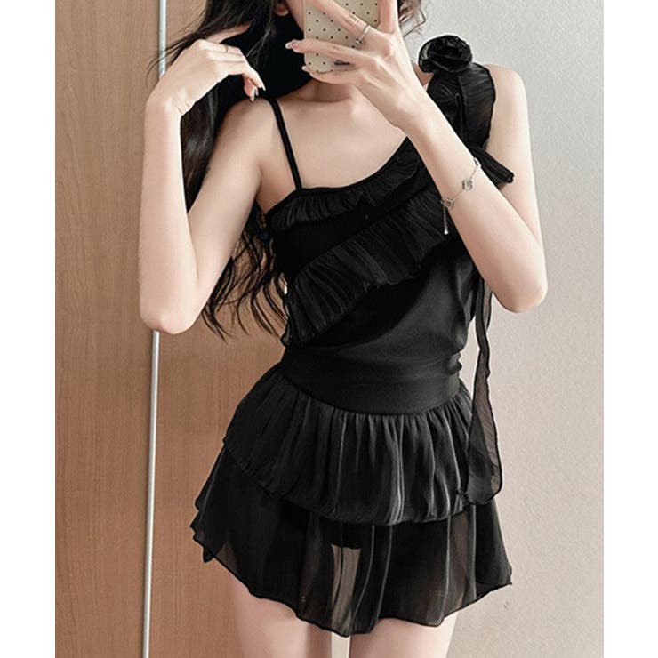 ワンショルダーフリル水着お腹カバー 温泉 リボンスイムウェア | SUNSHINE CLOSET | 詳細画像6 