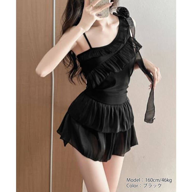 ワンショルダーフリル水着お腹カバー 温泉 リボンスイムウェア | SUNSHINE CLOSET | 詳細画像9 