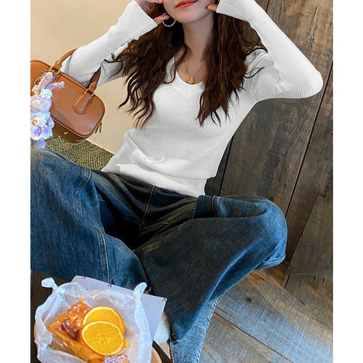 裏起毛ニットトップス Vネックリブニット | SUNSHINE CLOSET | 詳細画像13 