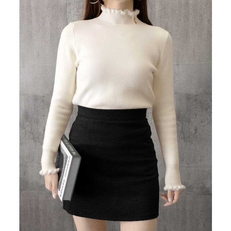 裏起毛 ハイネックニットトップスフリル襟 | SUNSHINE CLOSET | 詳細画像17 