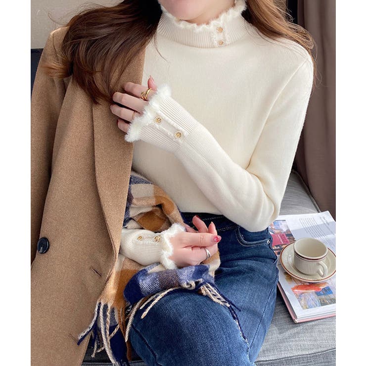 裏起毛 ハイネックニットトップスフリル襟 | SUNSHINE CLOSET | 詳細画像2 