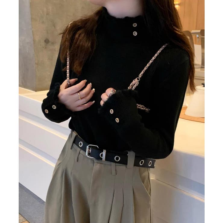 裏起毛 ハイネックニットトップスフリル襟 | SUNSHINE CLOSET | 詳細画像7 