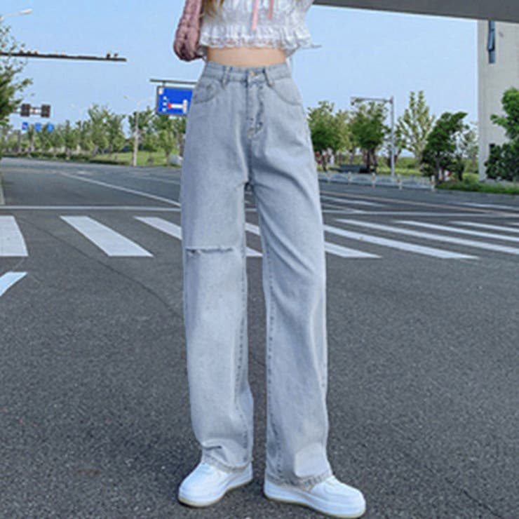 デニムストレートパンツ ダメージジーンス | SUNSHINE CLOSET | 詳細画像3 