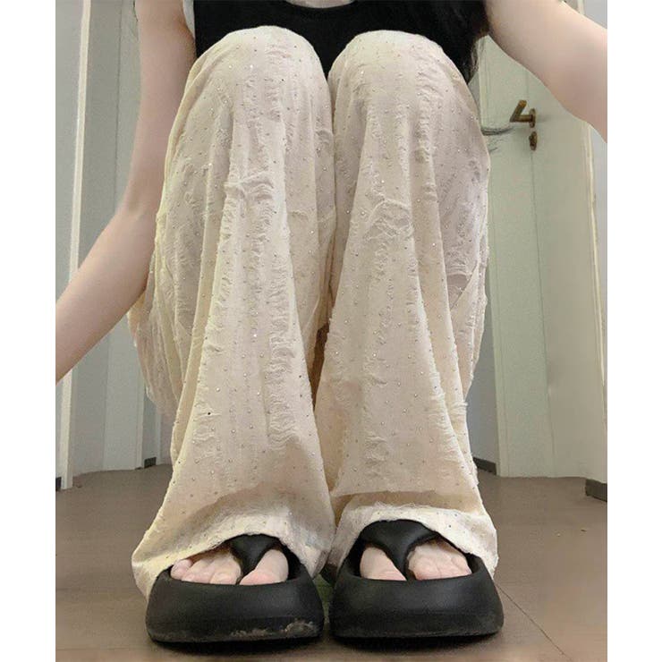 蝶柄ワイドパンツ ダメージロングパンツ夏 | SUNSHINE CLOSET | 詳細画像16 