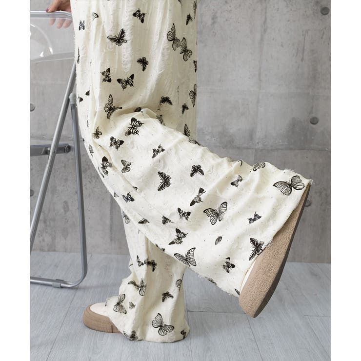 蝶柄ワイドパンツ ダメージロングパンツ夏 | SUNSHINE CLOSET | 詳細画像27 