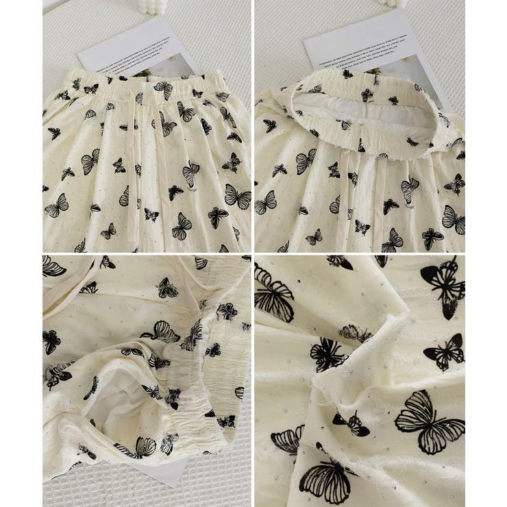 蝶柄ワイドパンツ ダメージロングパンツ夏 | SUNSHINE CLOSET | 詳細画像32 