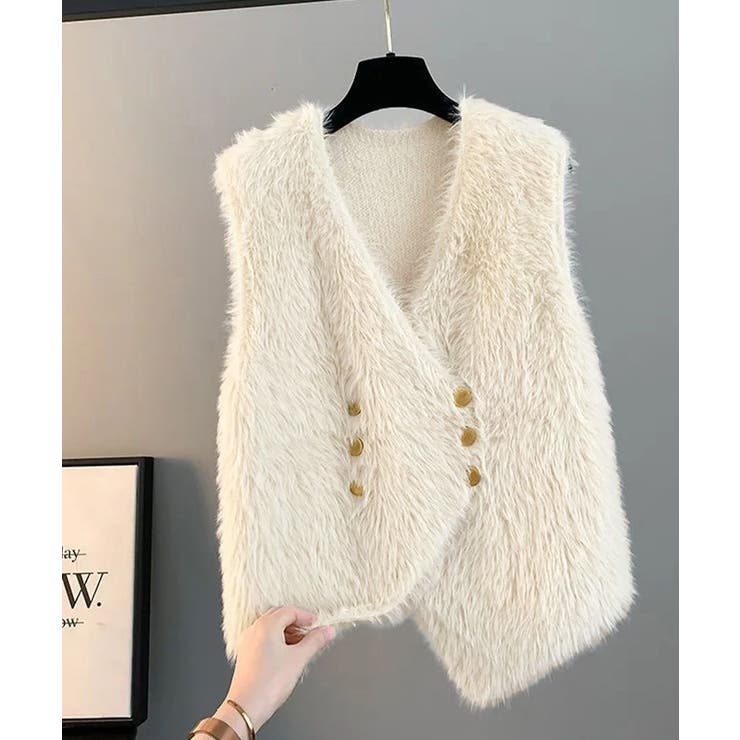 ふわふわファーベストVネックニットベスト | SUNSHINE CLOSET | 詳細画像13 